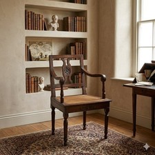 Poltroncina Neoclassica Antica Noce Tessuto Italia XVIII Secolo Originale