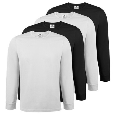 Herren Langarmshirt 4er Set Longsleeve Basic Oberteil Einfarbig Männer Rundhals 