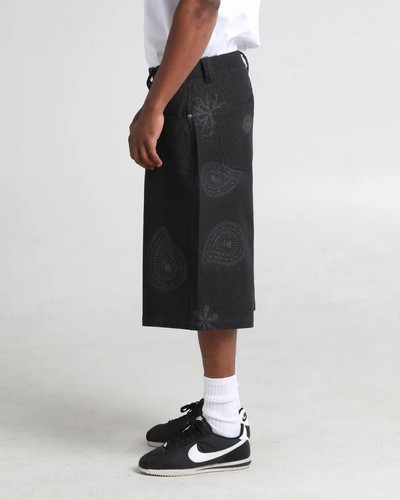 SHAKA WEAR Paisley Denim Shorts Size 36 XL Chicano Unisex Black from Japan New - Picture 8 of 24