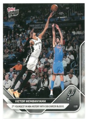 2025-26 NBA Topps NOW Victor Wembanyama #127 San Antonoio Spurs - 500th Block