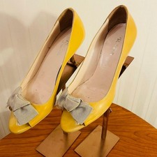 Prada Pumps Cowhide Leather Yellow Women's Size EU36/US6