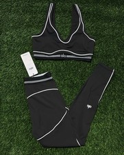alo Women's Colorblock Black White Activewear Set Bra Leggings Size S