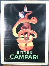 Bitter Campari Leonetto Cappiello oversize Alcohol Advertising Poster 40"X55"NOS
