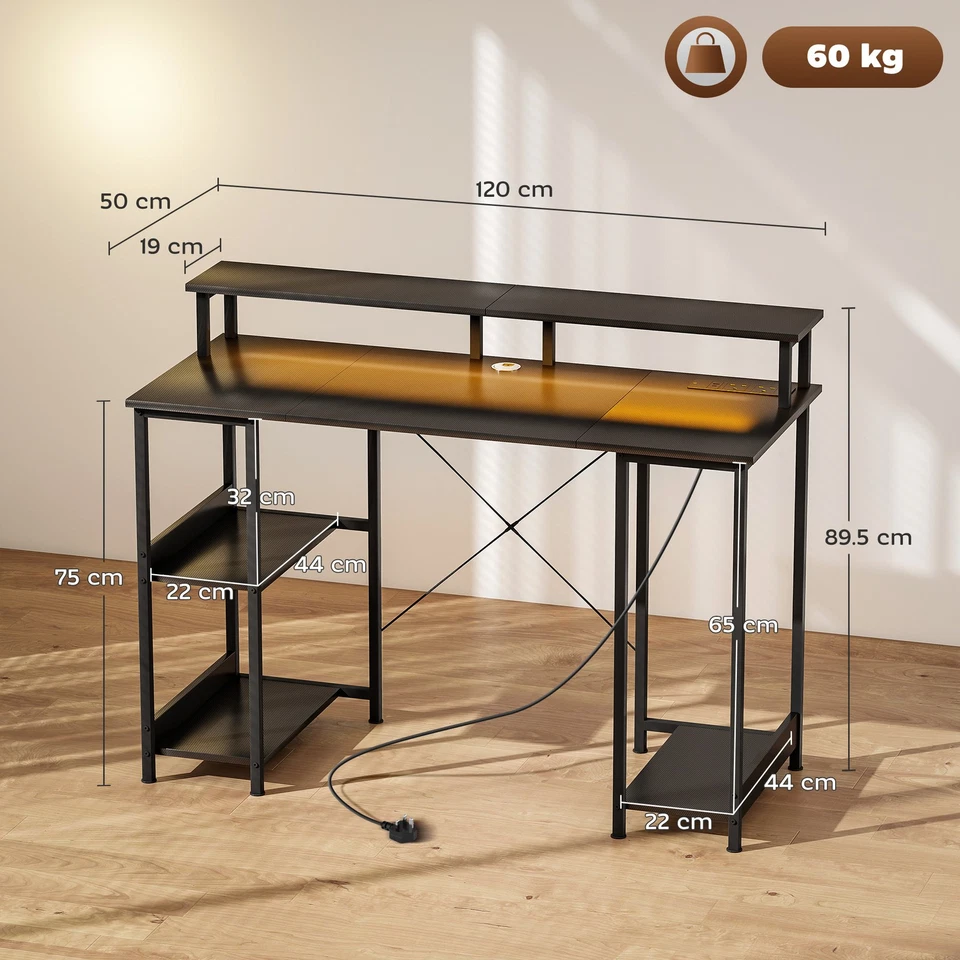 HOMCOM Computer Desk Reversible Home Office Desk with Storage Grey - Image 3 of 4