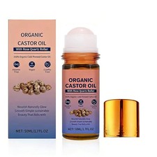 Organic Castor Oil Roll-On Rose Quartz Roller Cold Pressed Hexane-Free