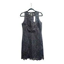 Ann Taylor Sleeveless Lace Sheath Dress – Gray Butterfly Overlay, Size 8, NWT