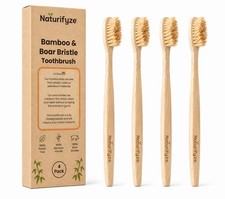 Naturifyze Boar Bristle Bamboo Toothbrush 4 1 Count Pack of 4 , Brown