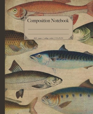 Composition Notebook: Fish composition notebook. Ocean sea life antique illustra