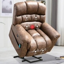 CANMOV Power Lift Recliner Chair w/Massage & Heat - USB Charger - Brown
