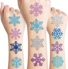 96 PCS Blue Snowflake Pre-Cut Temporary Tattoos for Kids