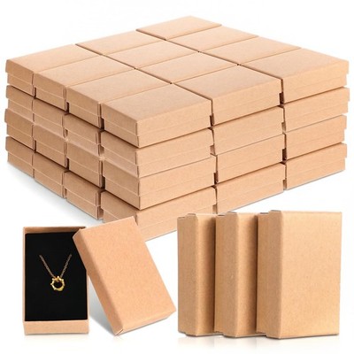 100 Pcs Jewelry Gift Boxes Bulk 3.2 x 2 x 1.2 Inch Kraft Jewelry Cardboard Bo...