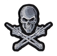 Skull Double Middle Finger Patch Biker Motorcycle Gang Gothic Heavy Metal Logo