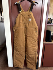 Carhartt Brown R03 BIB Overalls Men's 40 X 30 Insulated Quilted