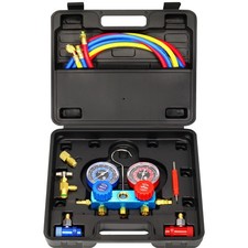 R1234yf AC Gauges, 3 Way 1234yf AC Manifold Gauge Set Car Air Conditioner Rec...