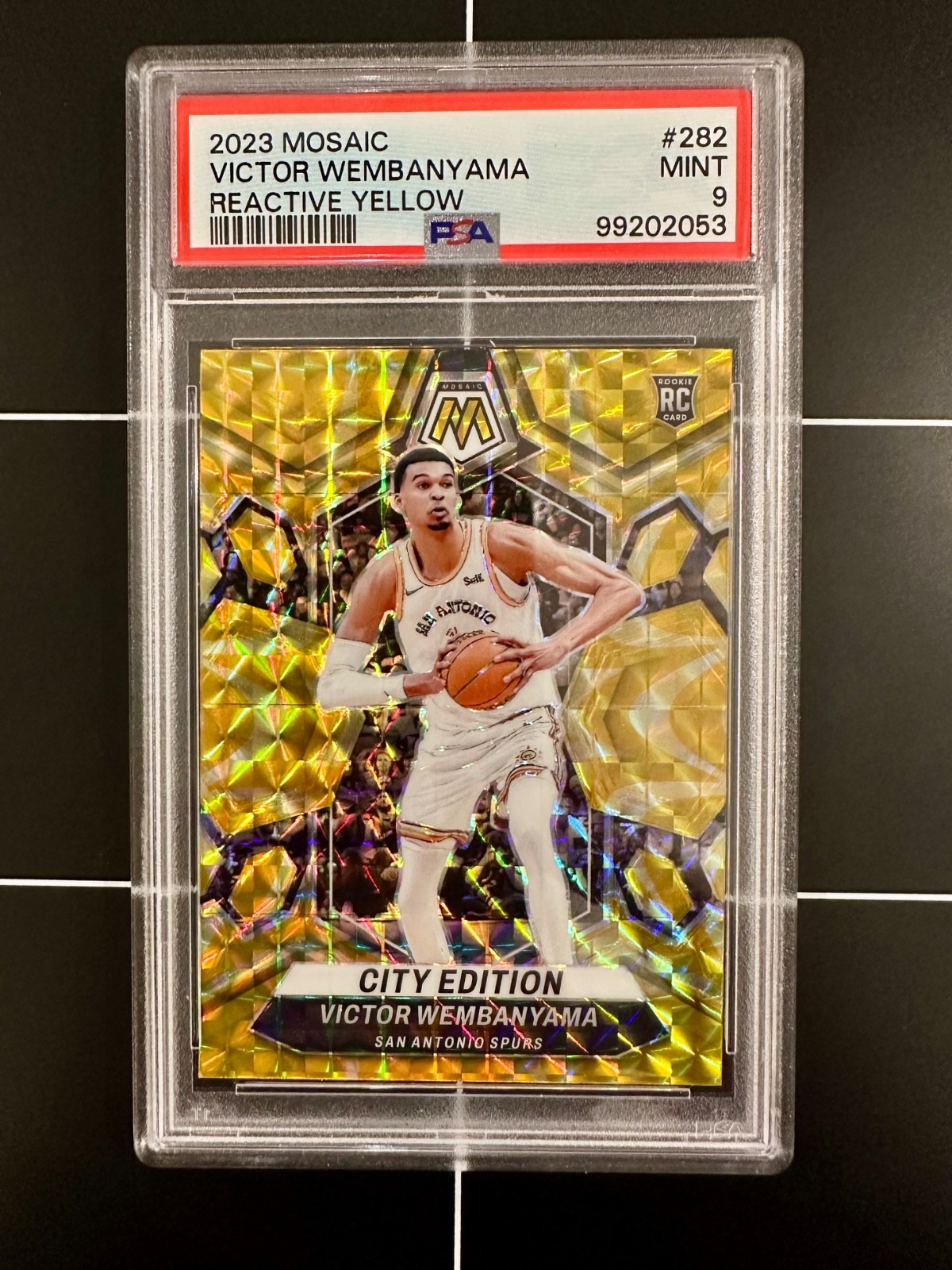 2023 Panini Mosaic Victor Wembanyama City Edition #282 RC Reactive Yellow PSA 9