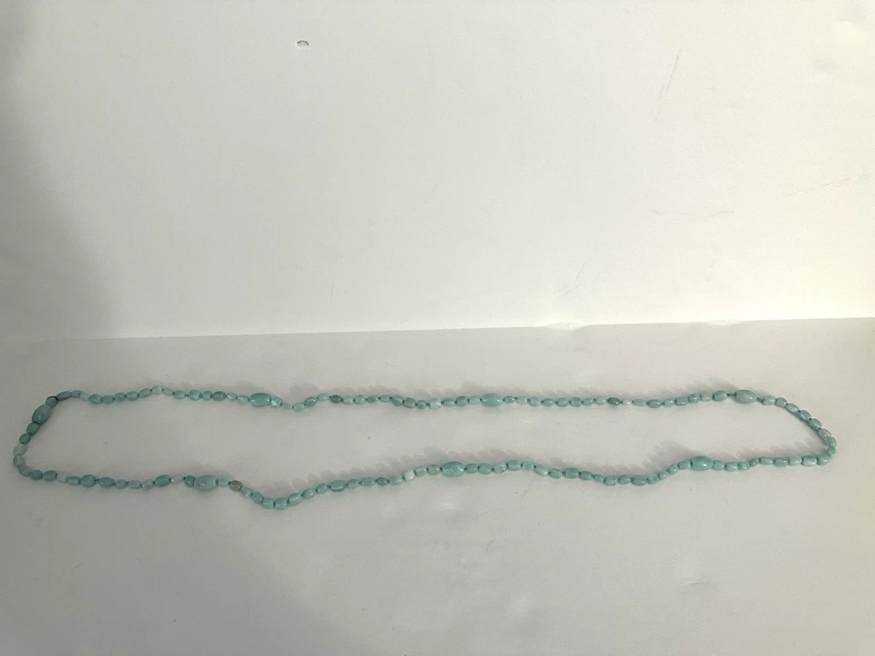 Collar largo apilable con cuentas de piedra azul SAJEN etiqueta de plata 925 firmado Foto 3 de 4