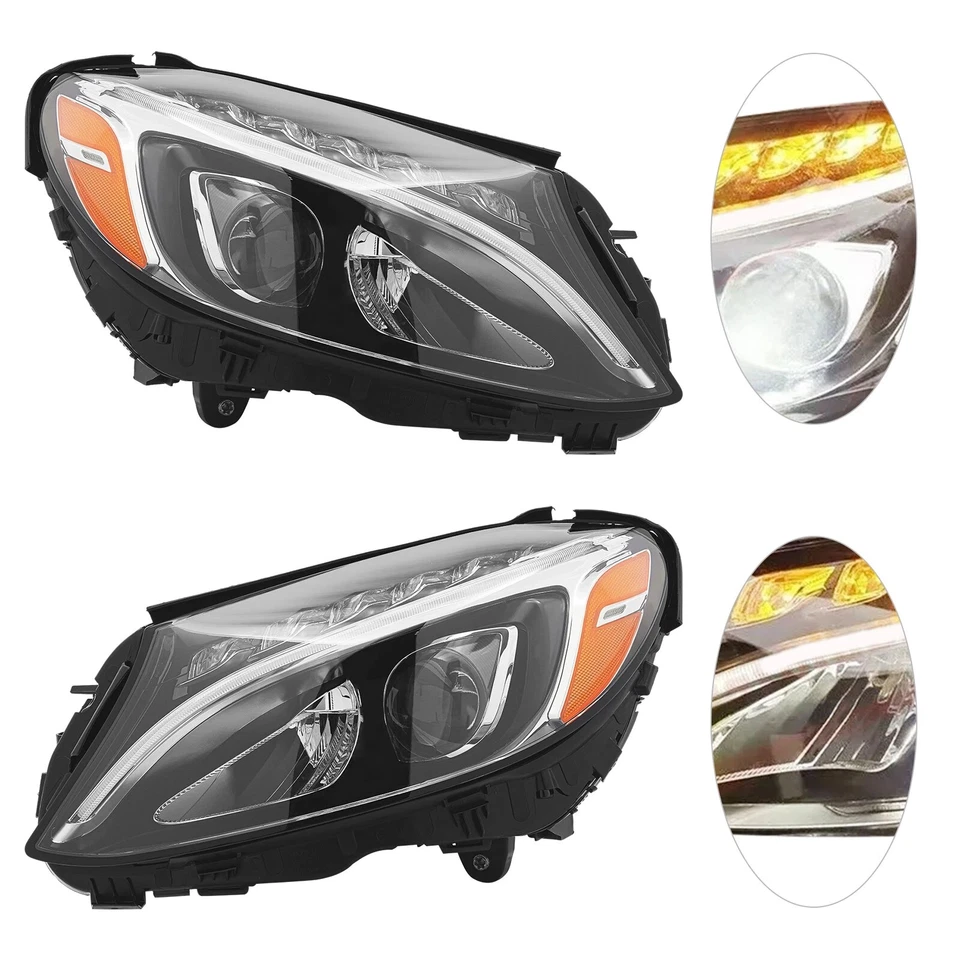 Headlight Assembly Set Fits 2015-2020 Mercedes-Benz C300 2015 C400 C63 AMG Foto 2 de 4