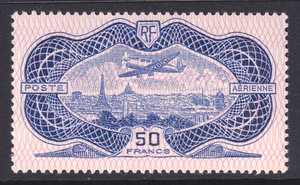 France very fine 1936 lightly mounted mint 50 Franc airmail stamp