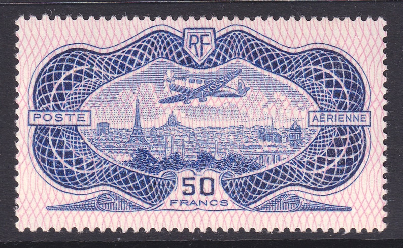 France very fine 1936 lightly mounted mint 50 Franc airmail stamp