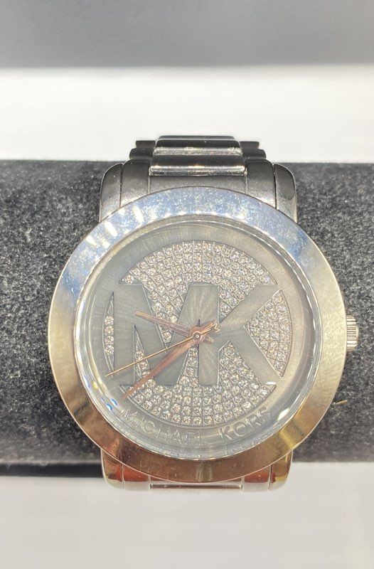 Michael Kors MK-3543 Stainless Steel Women's Watch Pave Crystal Logo Dial 37mm