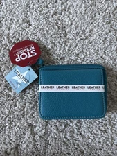 MUNDI LEATHER FOREVER RFID PROTECTION WALLET PEACOCK BLUE NEW WITH TAGS