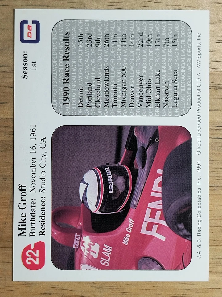 1991 All World Indy #22 Mike Groff - Image 2 of 2
