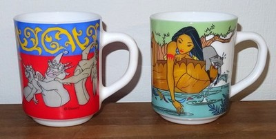2 Disney Tassen Pocahontas Der Glöckner von Notre Dame arcopal France RAR Becher