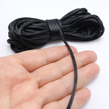 15 Yards Black Chinese Satin Silk Knot Cord 3mm RATTAIL Necklace Thread Rope