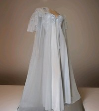 VTG LUXITE Sheer Chiffon Ruffles Peignoir Robe Lingerie Nightgown Blended Set M