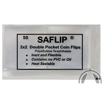2''x2'' Mylar SAFLIP Clear Coin Flips for Long Term Storage / Keeps Coins Safe