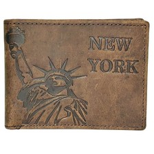 Distressed Vintage Genuine Leather Embossed Bifold Wallet With RFID Protection