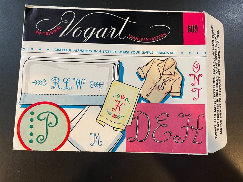 An Original Vogart Transfer Pattern #609 - Alphabets in 4 Sizes - READ