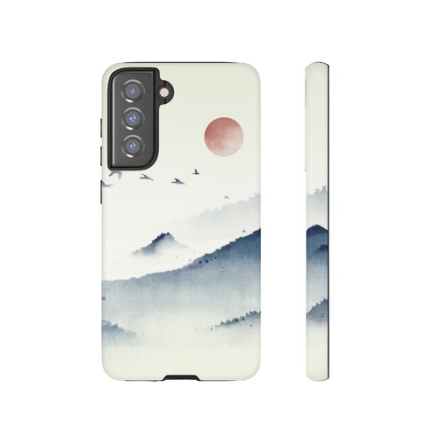 Mountain Sky Cell Phone Case - Blue Watercolor Ink Japanese Style Print - Gift - Picture 15 of 48