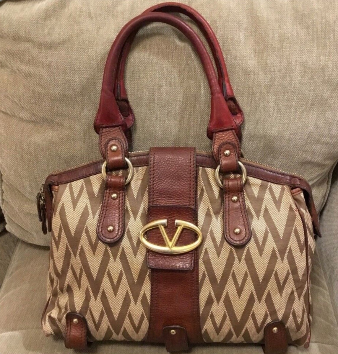 Vintage Valentino Garavani Gold V Logo Monogram coated Vintage Valentino Garavani Gold V Logo Monogram coated