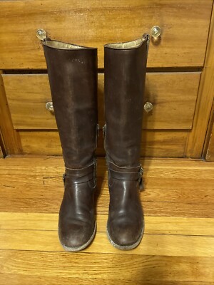 Frye 'Melissa Knotted' Tall Boot Brown Leather EXT Wide Calf