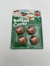 Vintage Button Covers Set of 4 Yukon Cornelius Christmas Holiday - New