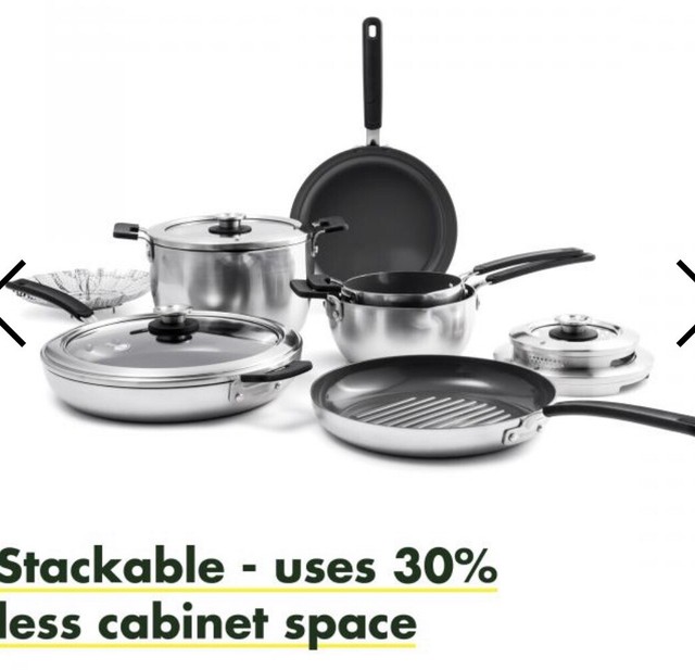New GreenPan Levels Stackable Stainless Steel Cookware Set 11 Piece Set  eBay