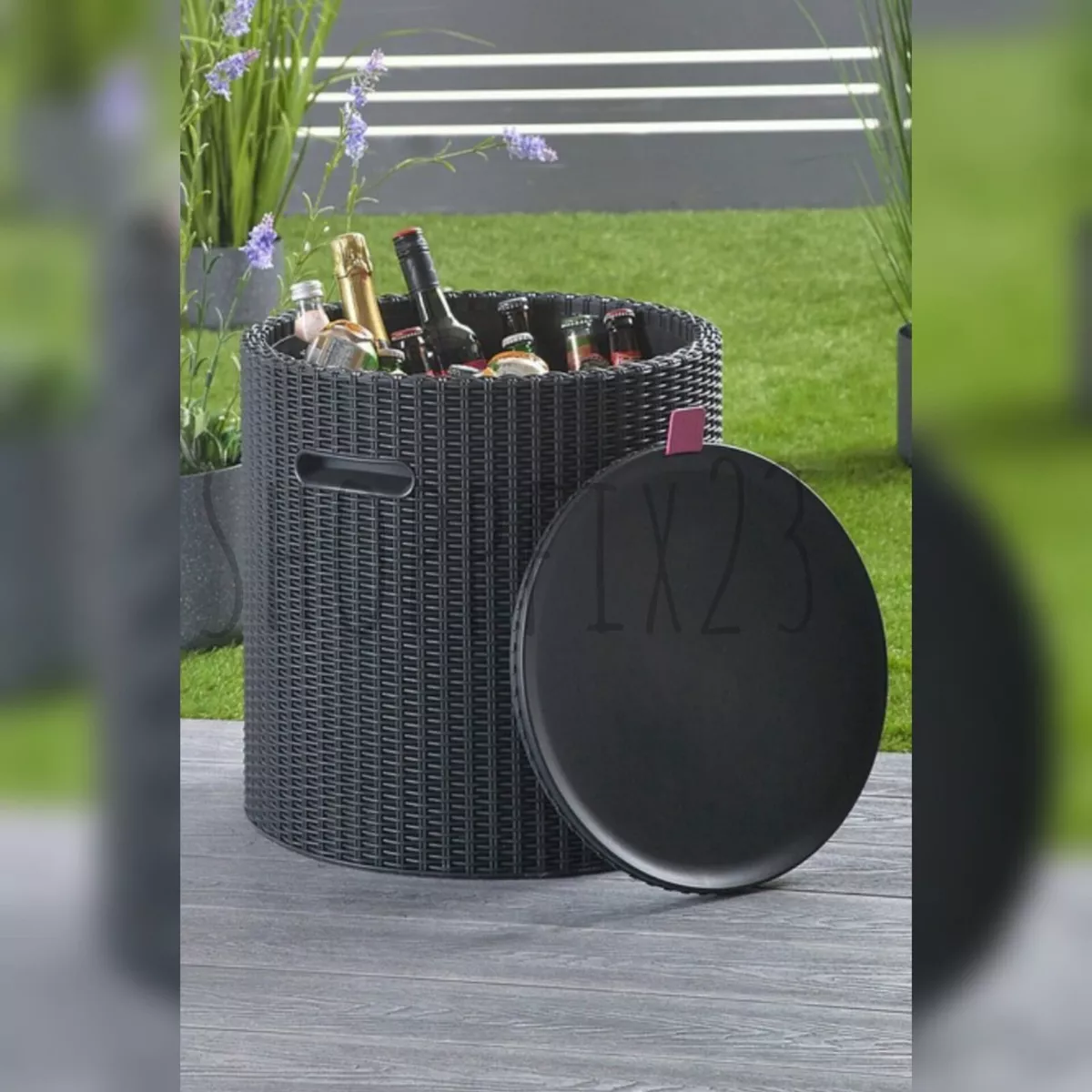 Keter Knit Cool Stool Outdoor 39L Cooler Garden Furniture Double walled Graphite