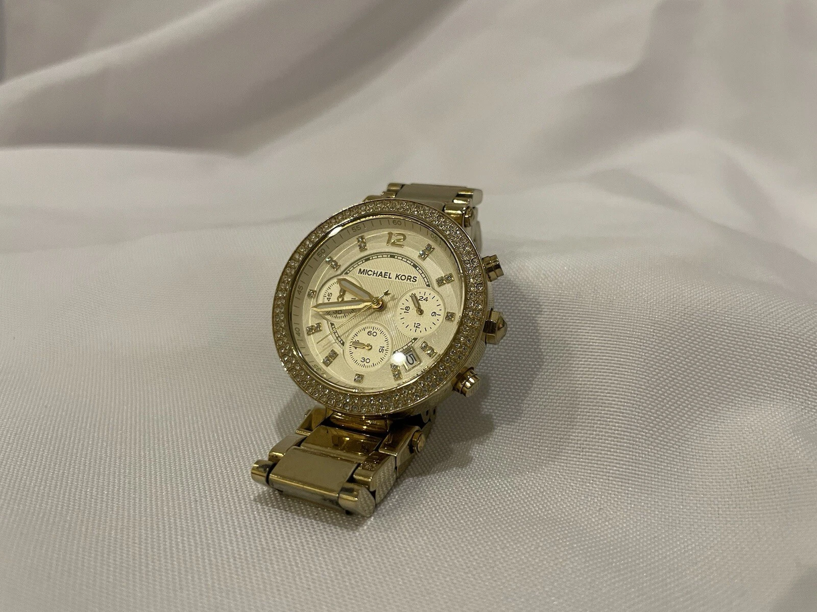 Orologio donna Michael Kors Pave Parker tono oro MK5354 batteria nuova