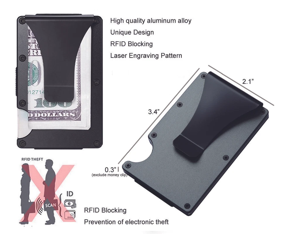 Deadpool Aluminum Minimalist RFID Blocking Wallet Money Clip Credit Card Holder - Image 3 of 4