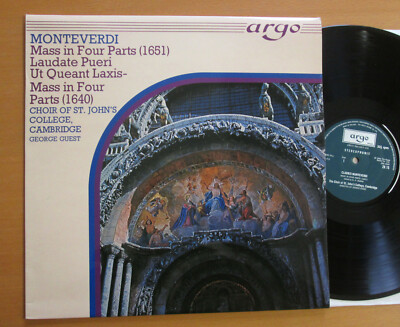 ZK 15 Monteverdi Mass In Four Parts etc St John's College Guest NEAR MINT Argo