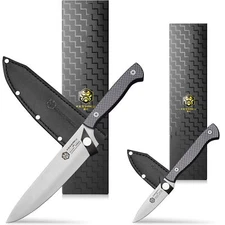 Kessaku 8" Chef & 3.5" Paring Knife Set - Senshi Series AUS-8 High Carbon Steel