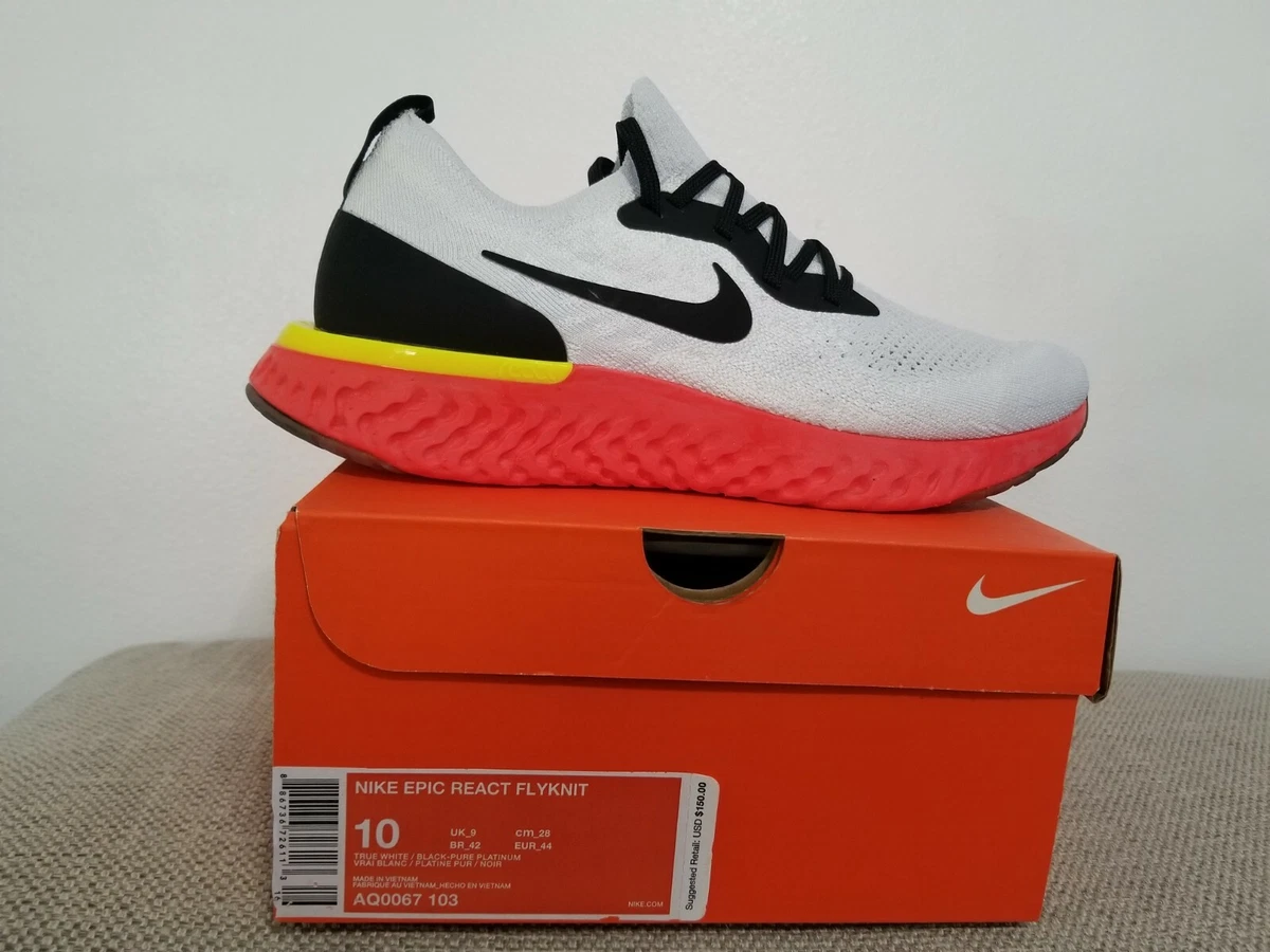 Nike epic react clearance flyknit white bright crimson