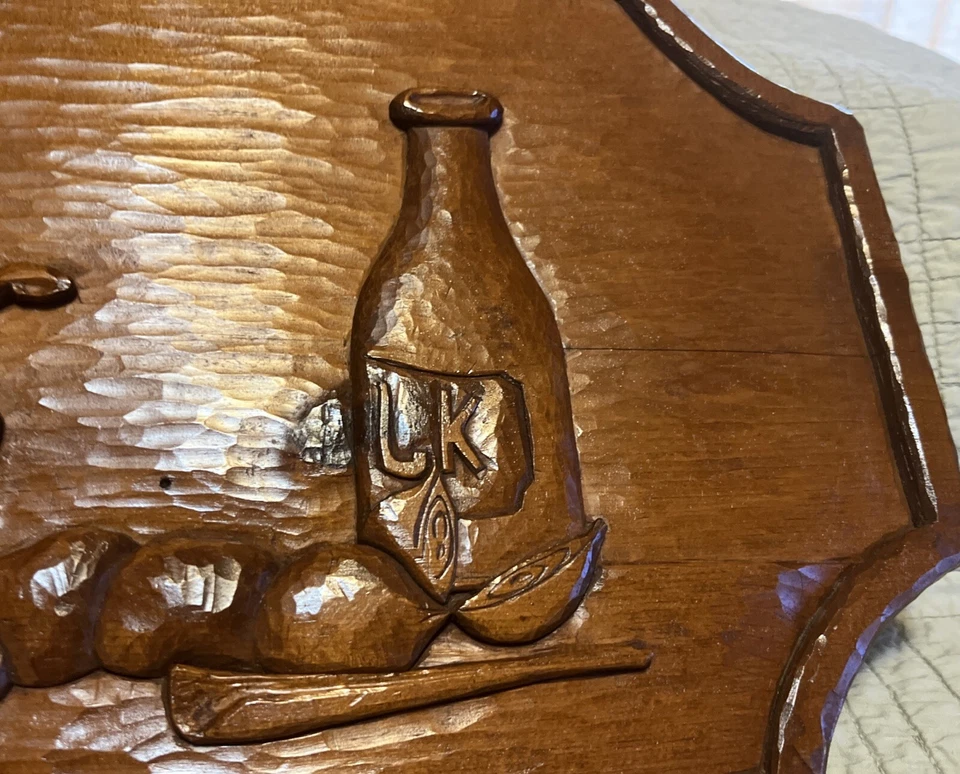 Hand Carved Wooden Plaque “Making a Meal” Beautiful Wood 19.5”x10.5”x14” Rare! - Image 3 of 4