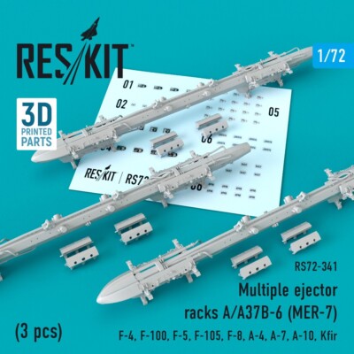 Multiple ejector racks A/A37B-6 (MER-7) (3 pcs)  1/72 ResKit RS72-0341
