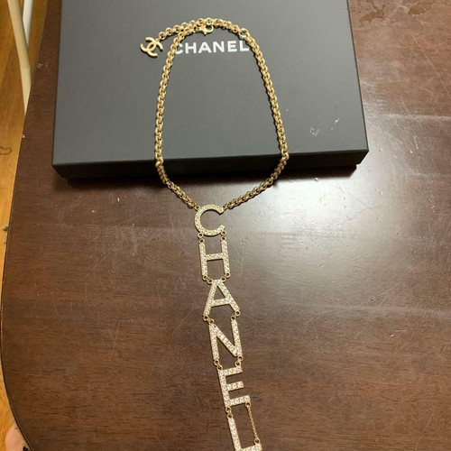 Auth CHANEL Rhinestone Logo Letters 