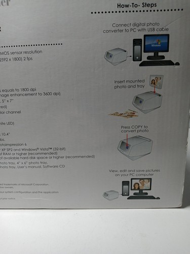 Hammacher Schlemmer Digital Photo Converter Convert Prints To Digital 74597 New - Picture 8 of 8