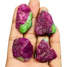 4 Pcs Natural Ruby Ziosite Rough 30-36mm Raw Unheated Gemstone Wholesale Lot