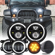 For Jeep Wrangler Jk 7 Round Led Projector Headlights 4 Fog Lightsturn Lamps