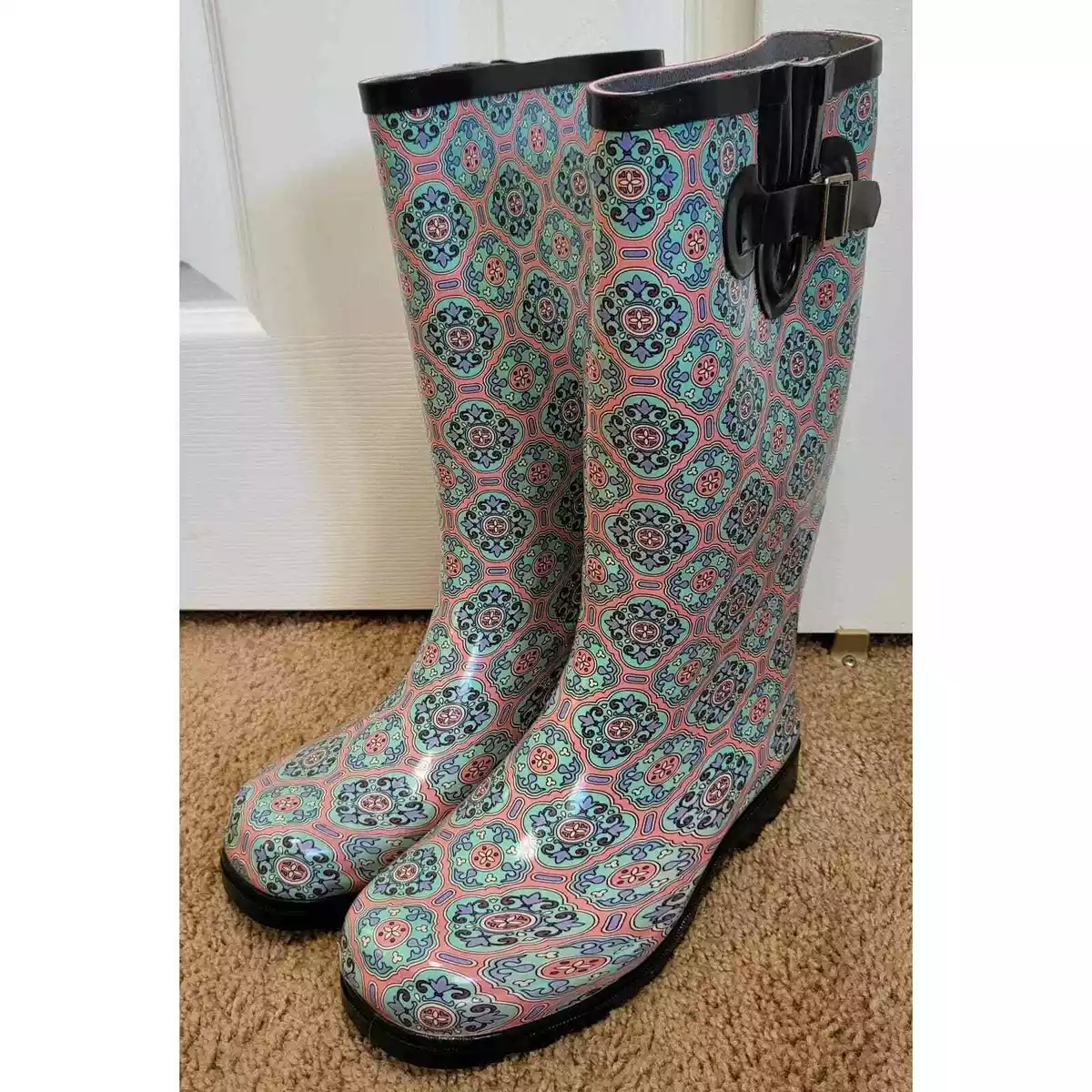 Nomad Women s Puddles Rain Boot Pink Mint Tile Size 8 eBay